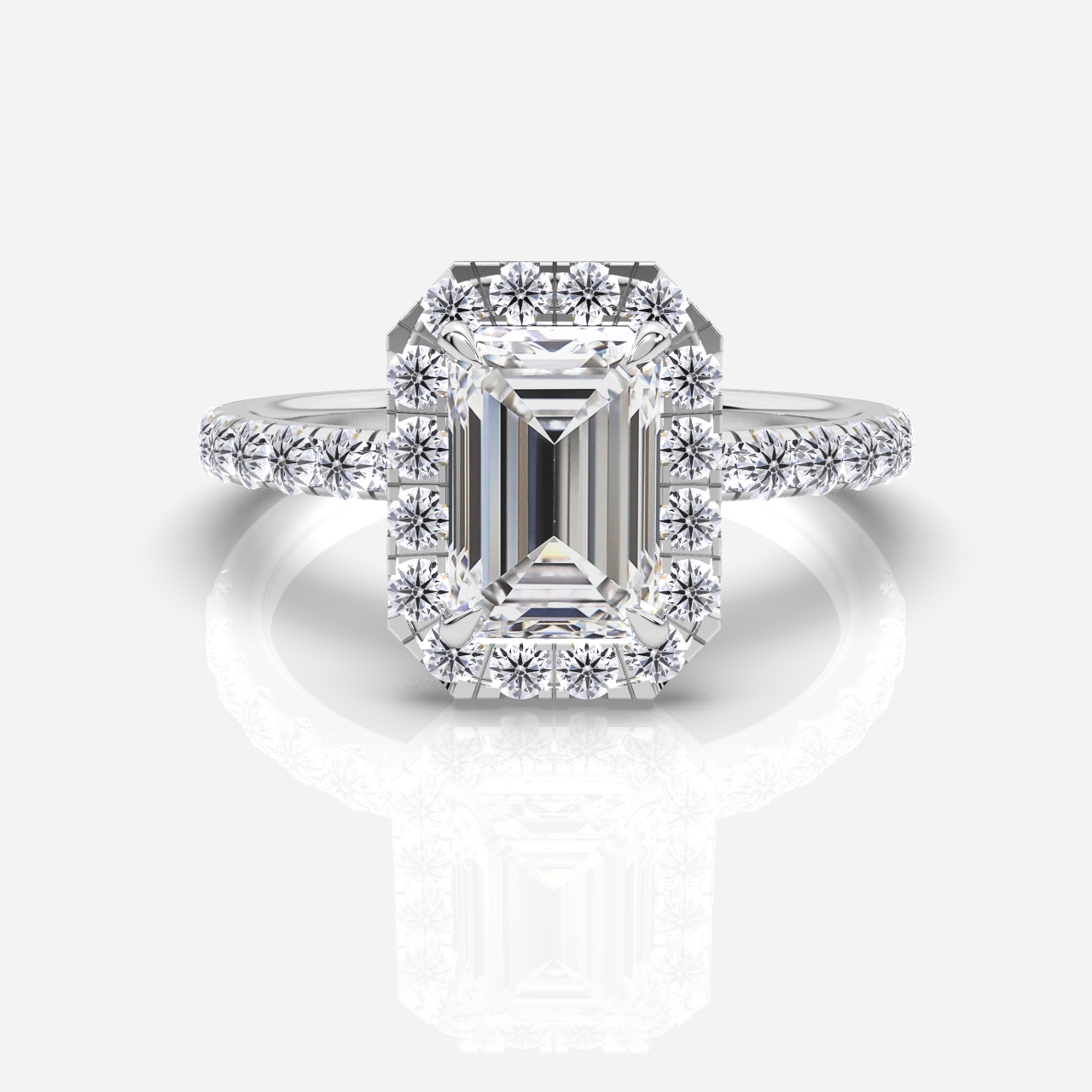 Juliette Halo and Diamond Shoulders Emerald